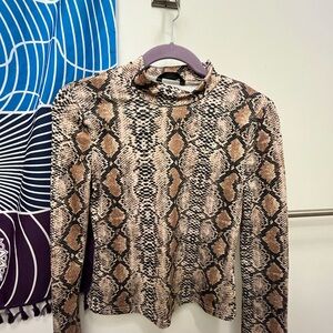 Snakeskin Print Long Sleeve Top